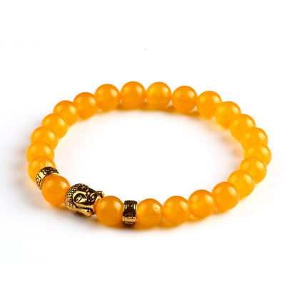 NATURAL STONE ONYX BEAD BUDDHA BRACELETS. 6 COLORS