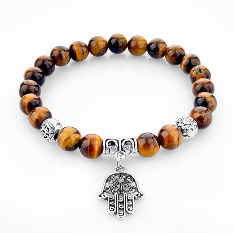 TIGER EYE NATURAL STONE EVIL EYE BRACELET