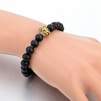 NATURAL STONE GOLD LION BRACELET. 4 OPTIONS