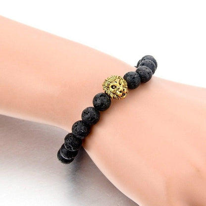 NATURAL STONE GOLD LION BRACELET. 4 OPTIONS