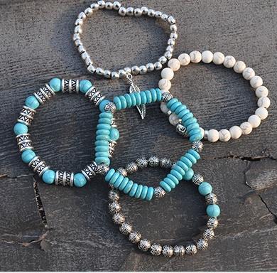 TURQUOISE BUDDHA BRACELET SET (5 BRACELETS)