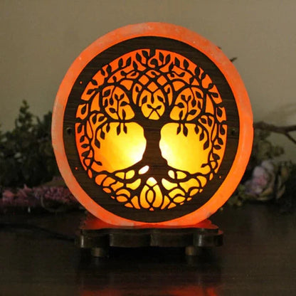 Lucky Tree Himalayan Salt Lamp With Wooden Base