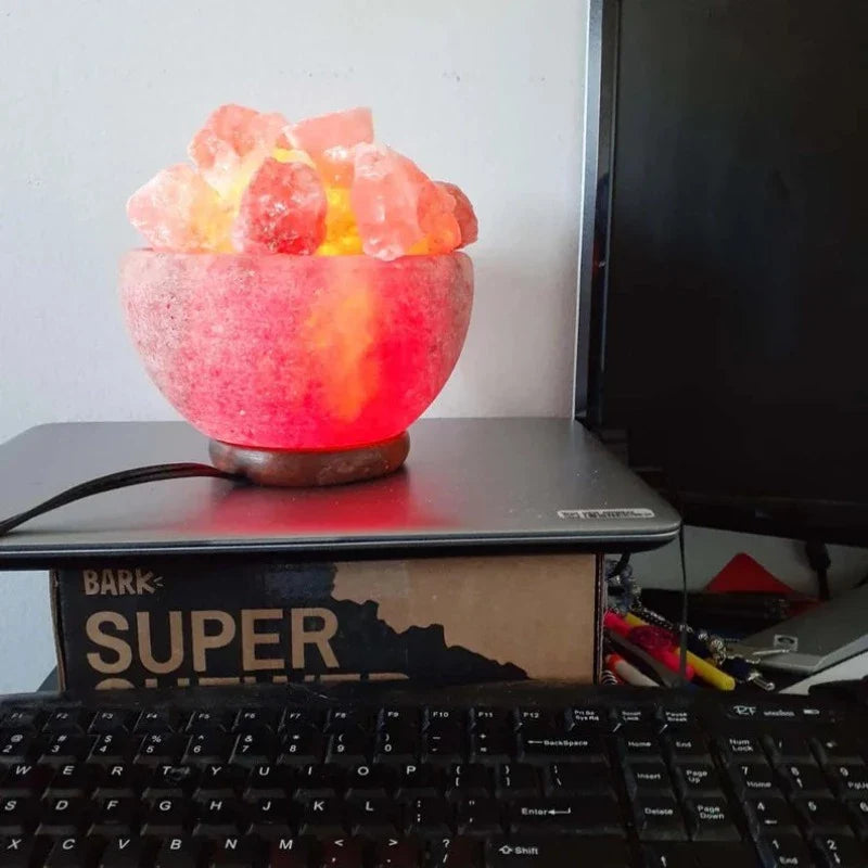 Himalayan Salt Lamp With Wooden Base-Lucky bowl