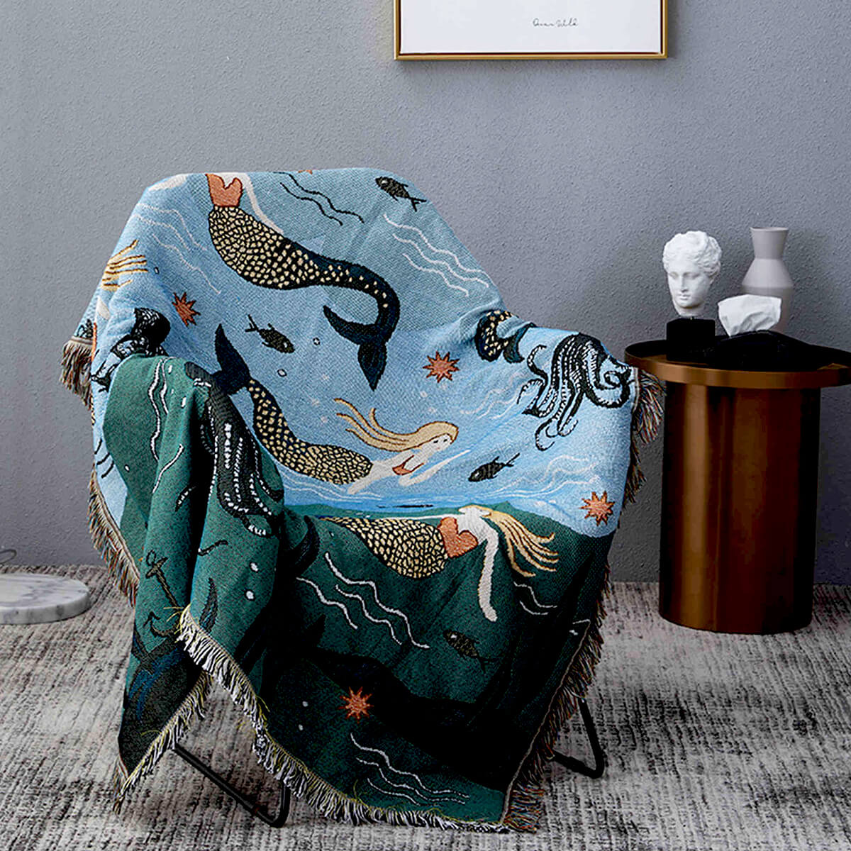 Underwater Mermaid Throw Blanket