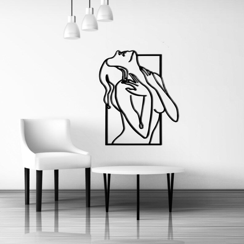 Lady In Shower Metal Wall Art