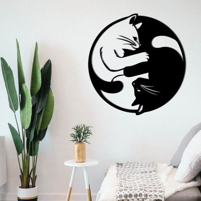 Yin Yang Cats Metal Wall Art