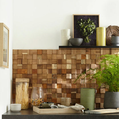 Cubix Rue Wood Mosaic Wall Panel