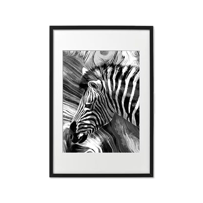 Black and White Zebra Abstract Art Stretched Canvas