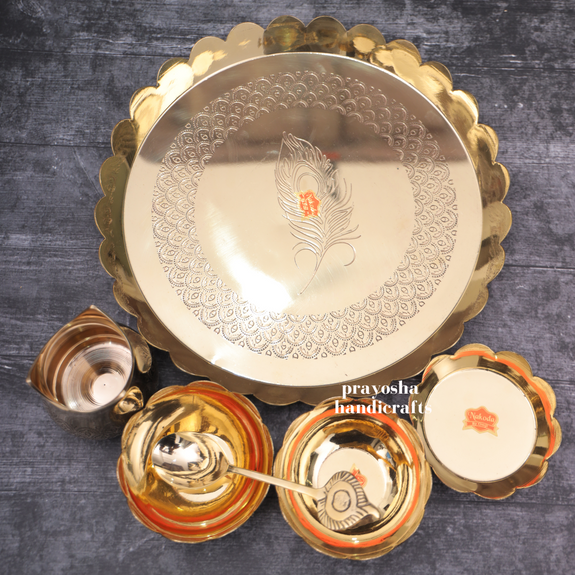 Traditional Pure Brass Thali Set,luxury Dinner Thali,buy 6 Piece
