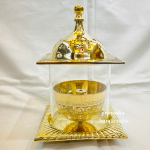 Sacred Brilliance: Brass Akhand Diya with Borosilicate Mirror Top