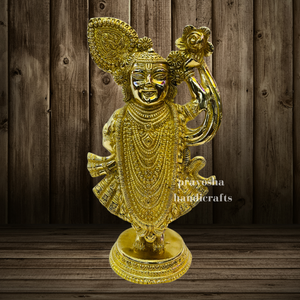 Divine Radiance: Lord Shrinathji Brass Idol of Eternal Blessings
